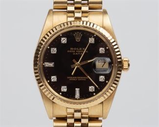 10: Rolex 14K Oyster Perpetual Date Watch w/Diamond Dial