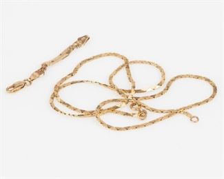 28: 14K Gold Cobra Chain, 19 Inch Length, 4.5dwt