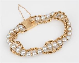38: 14K Akoya Cultured Pearl Double-Rope Bracelet