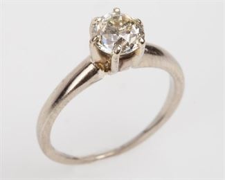 40: 14K Solitaire Diamond Ring .75ctw Old European Cut