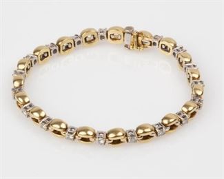 47: 18K Diamond Link Tennis Bracelet 1.33ctw VVS, Signed