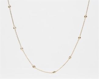 48: 14K Diamond Station Necklace 2.0ctw, 36" Long