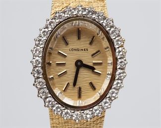 59: Longines 14K Diamond Ladies Watch 1ctw