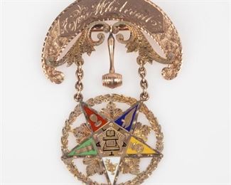 64: 10K Antique Masonic Matron Order of Eastern Star Pin