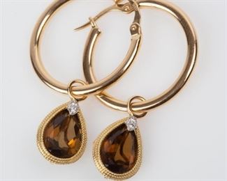 72: 18K Jude Frances Quartz & Diamond Earring Enhancers