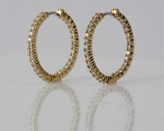 74: 18K Roberto Coin Inside Outside Diamond Hoop Earrings, 1.55ctw