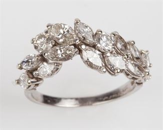 75: Platinum Diamond Floral Wreath Ring