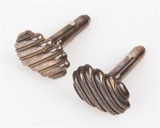 77: Tiffany & Co. Sterling & 18K Cufflinks with Rope Detail