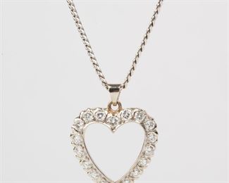 78: 14K Diamond Heart Necklace 1.0ctw, Signed