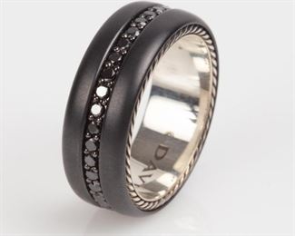 88: David Yurman Streamline Black Diamond Titanium Ring