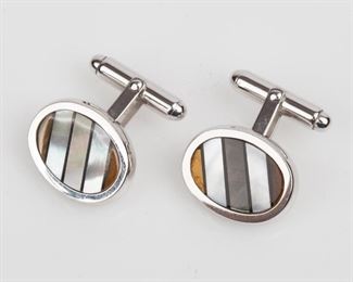 97: Baade II Cufflinks Oval Semi-Precious Stone Inlay