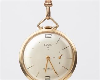 111: Elgin Open-Face Pocket Watch with 10K Chain Fob