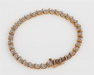 125: 10K Diamond Tennis Bracelet .51ctw