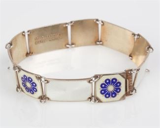 141: David Andersen Norway 925 Guilloche Flower Bracelet