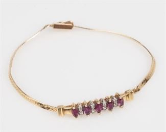 147: 14K Ruby Diamond Bracelet