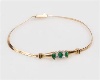 148: 14K Emerald Diamond Bracelet
