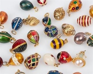 153: Joan Rivers Egg Charms Lot of 30, Guilloche Enamel