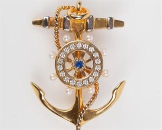 154: Ann Hand Sterling Brooch "Fair Winds & Following Seas"