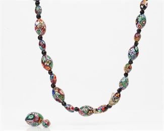 155: Venetian Millefiori Vintage Glass Bead Necklace