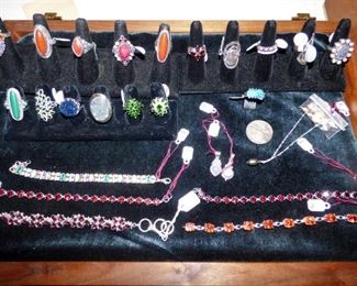 Everything in this case is Sterling Silver with Semi-Precious Stones