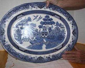 Probably the best of the best. Blue Willow pattern, dated to around 1850 or thereabouts. V ery good condition-we couldn't find any chips or marks. Average price we found on-line was $650. Will be less than half that at the sale.