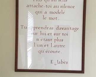 French Poem, beautifully framed