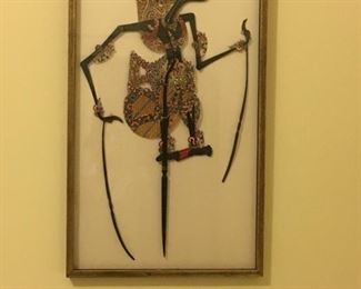 Indonesian Prince Puppet on Linen Backing, beautifully framed