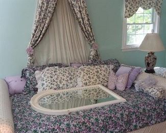 Purple & White Floral Upholstered Daybed