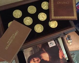 Leonardo Da Vinci gold over sterling coin set