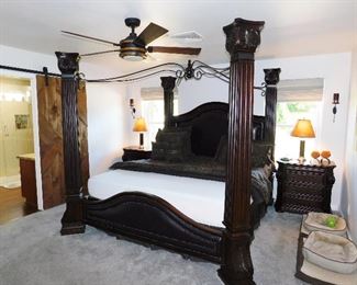King size four poster bed with Tuft and Needle mattress, 