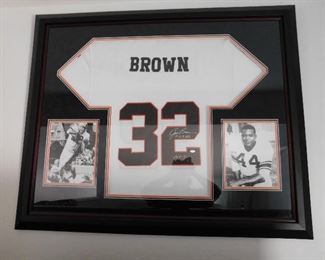 Signed Jim Brown Jersey with COA, triple matted.
