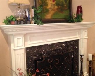 Mantel art and other decor (firescreen not available)