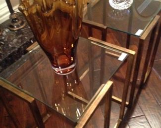 Matching metal and glass coffee tables (or end tables)
