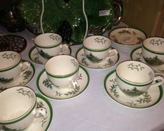 Spode "Christmas Tree" cups and saucers from England