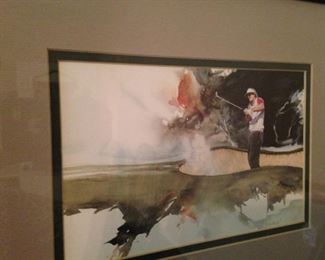 Companion framed and matted golf art - "Out of Trouble"