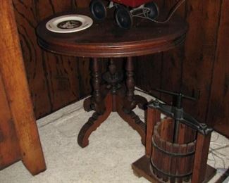 Nice table and a fruit press