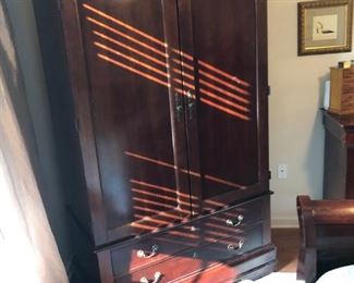 TV armoire with 2 shelves and 2 bottom drawers