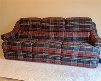 Double side reclining couch w/matching reclining love seat and reclining side chair