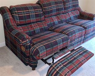 Double side reclining couch w/matching reclining love seat and reclining side chair