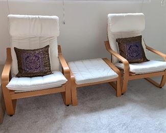 4 Piece Ikea set; pair of chairs and 2 ottomans