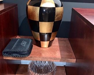 3 piece black and gold decorator pieces