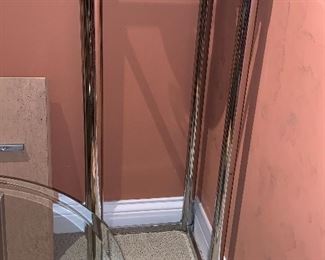 Pair of Chrome and Glass plant/statue stand