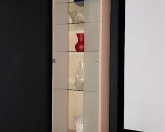 Pair of Dania Tall, narrow lighted display cabinet