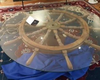 Original ship's wheel coffee table...large