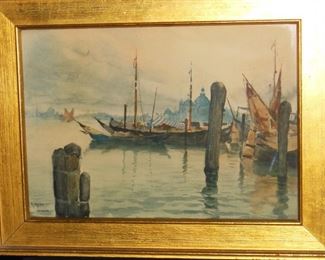 "Venice" Orig. Watercolor by Mathias Alten, 1899.  Listed