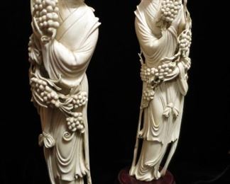 Pair of Very Fine Carved Figurines, ca. 1900