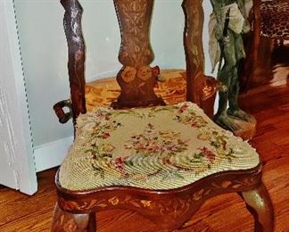 Antique Inlaid Queen Anne Splat-Back Side Chair