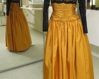 Black Lace Silk Evening Gown