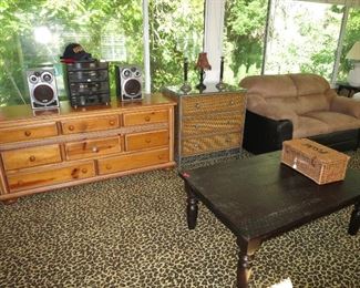 Long Pine Dresser; tabletop Stereo System