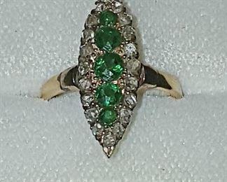 Victorian Rose-Cut Diamond & Demantoid Garnet Ring